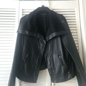 White House Black Market Denim Coated Moto Jacket